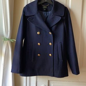 J.Crew Navy Pea Coat with Gold Button - Like New
